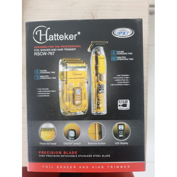 Електробритва Hatteker Foil Shaver Bald Head Shaver для чоловіків, точний тример, водонепроникний