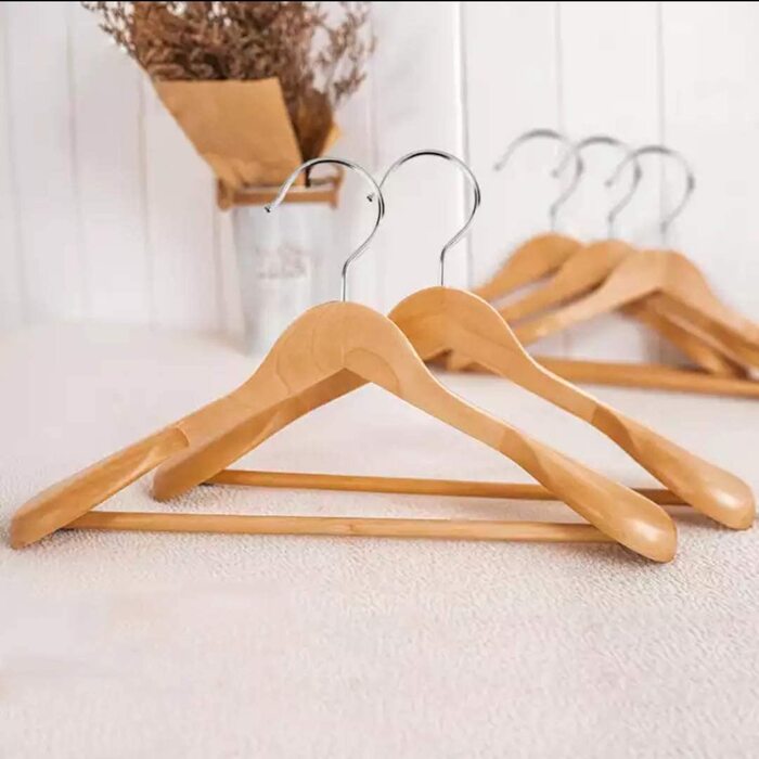 10 дерев'яних плечиків для костюмів: широкі, з неслизьким покриттям, 360° обертання - ідеально для сорочок, пальто, жакеток, штанів (горіх, преміум-якість)