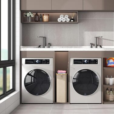 Кошик для білизни Lifewit 50L з кришкою, бамбуковий, з ручкою, для квартири, гуртожитку, кемпінгу, бежевий