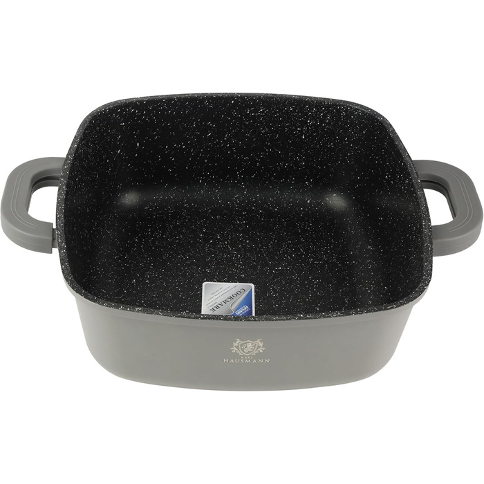 Каструля з антипригарним покриттям 10 літрів з кришкою, діаметр 28 см, з алюмінієвого лиття, для всіх типів плит (включно з індукцією), сіра. Ідеально підходить для супу, тушкування, приготування великих порцій.