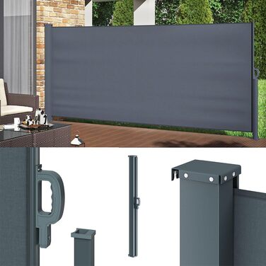 Бічна маркіза OK-Living, висувний захисний екран, антрацит, 350x160 см