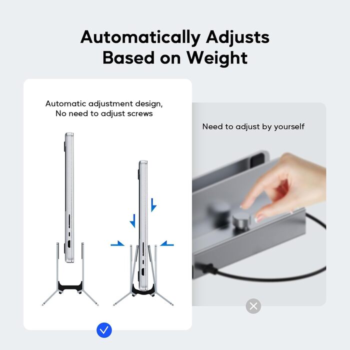 Підставка для ноутбука вертикальна, алюміній, регульована, для Mac, MacBook Air, Pro, iPad, Tablet, Mini - сіра