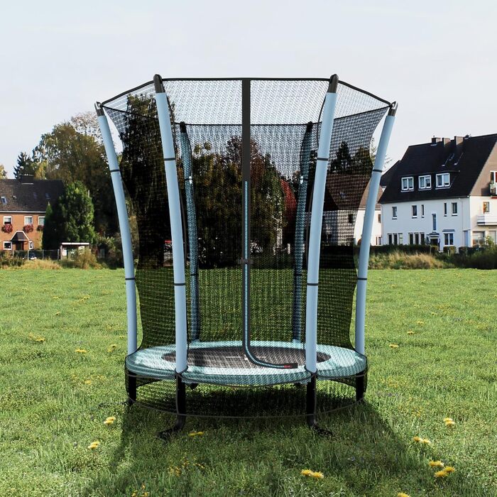 Батут дитячий JUMMICO з захисною сіткою Ø145 см, до 50 кг, блакитний - для дому та вулиці, від 3 років