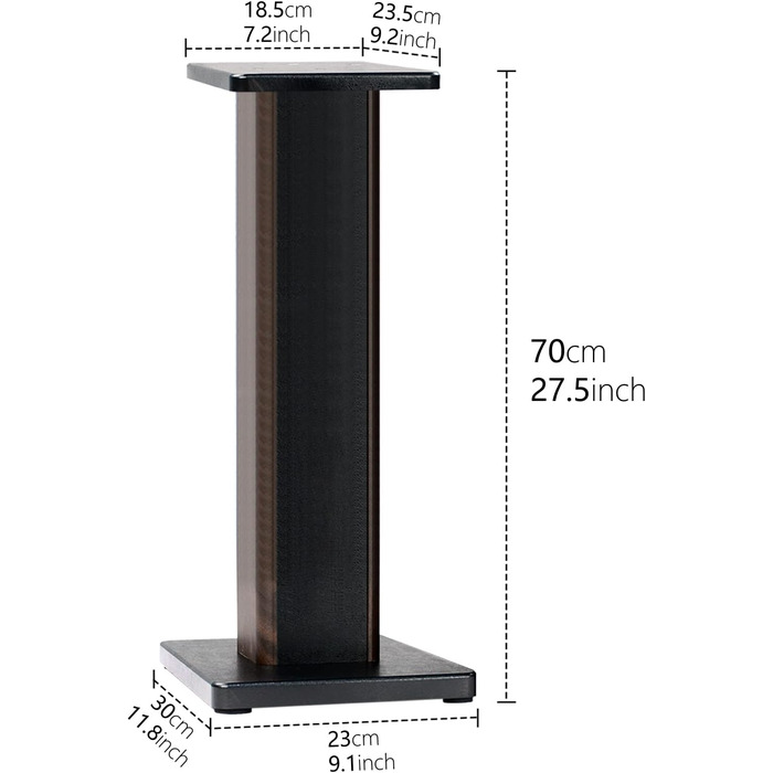 Стійка для динаміків BQKOZFIN 70 см, дерево, набір з 2 шт. , підходить для поличкових колонок Hi-Fi і домашній кінотеатр