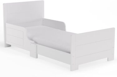 Дерев'яне дитяче ліжко URBNLIVING з бічною захисною перегородкою, для дівчаток та хлопчиків, в стилі Junior, білий колір