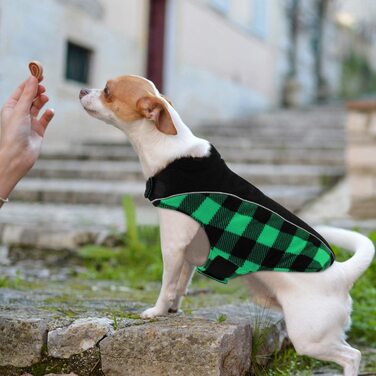 Зимова водонепроникна вітрозахисна куртка для собак середнього розміру, бавовняна куртка для собак з отвором для ременя безпеки, Світловідбиваюча тепла регульована, зелена, м зелена картата куртка для маленьких і великих собак