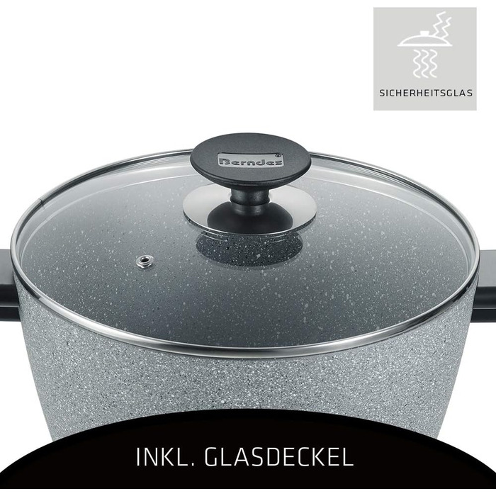 Каструля Berndes Topf 20 см з нержавіючої сталі з антипригарним покриттям, з кришкою з термостійкого скла, для всіх типів плит, індукційна, з м'якими ручками (Спеціальне видання)