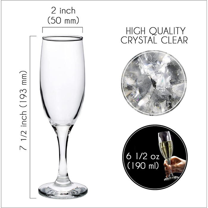 Volarium CRYSTALIA Luxus Секретні келихи 6 шт. Без свинцю, придатні для миття в посудомийній машині. Келихи для шампанського, келихи для ігристого вина, келихи для шампанського, набір келихів для шампанського, келихи для просекко