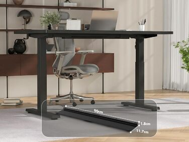 Електричний підйомний стіл Devoko 160x80 см, ергономічний комп'ютерний стіл для роботи стоячи та сидячи, стільниця 25 мм, подвійний мотор, пам'ять, USB-C (Чорний)