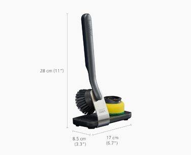 Набір для миття посуду Joseph Joseph SinkTech з підставкою з нержавіючої сталі, міцні щетинки, замінні насадки та підставка для насадок