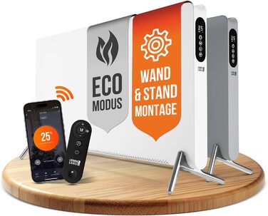 Електричний конвекторний обігрівач LEBENLANG з Wi-Fi, 2000W, білий. Економія енергії, дистанційне керування, підлоговий/настінний монтаж