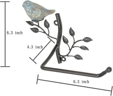 Металевий тримач для туалетного паперу Owlgift з керамічною пташкою, настінний, для ванної кімнати, (чорний, один розмір)