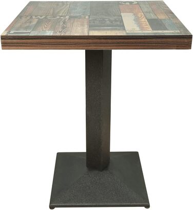 Стол кухонний Homewell квадратний на одній ніжці, для 4 осіб, 60x60x75 см, коричневий (вінтажний квітковий принт)