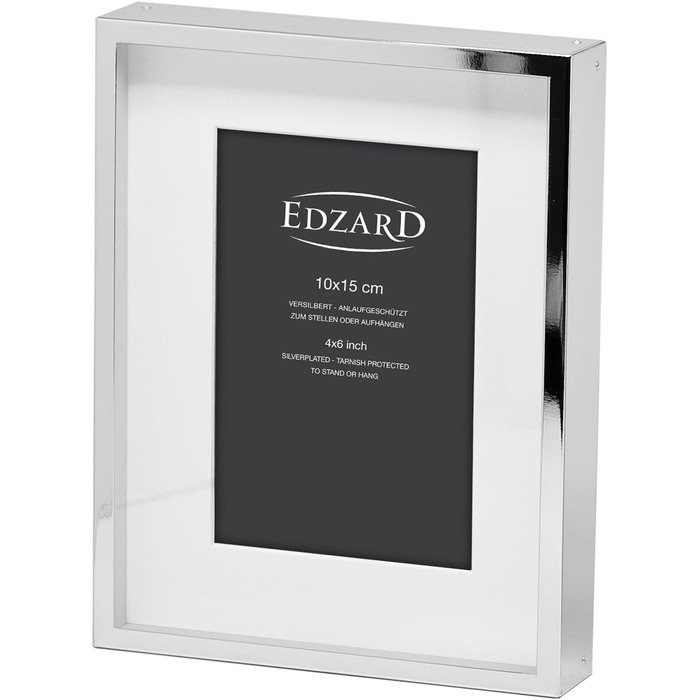 Фоторамка EDZARD Талса для фото 10 х 15 см, благородна посріблена, захист від потьмяніння