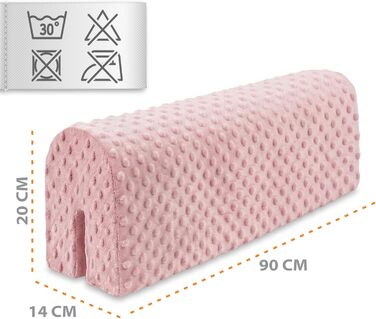 Захист для ліжечка дитячого 90 см: бортик на ліжко, захист рами, анти-ударний Minky (Рожевий)