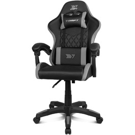 Ігровий крісло DRIFT GAMING DR35 – професійне, чорно-сіре, з підлокітниками, регульоване, з подушками для спини та шиї