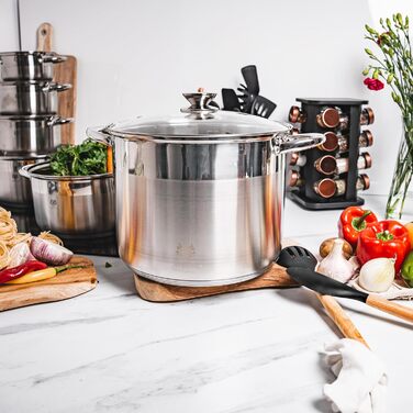 Німецький каструль з нержавіючої сталі 16л, Ø 30 см - великий каструль для супу, пасти, індукція, всі плити