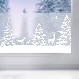 Різдявяна віконна плівка DecoMeister Reindeer Winter 20x150 см біла