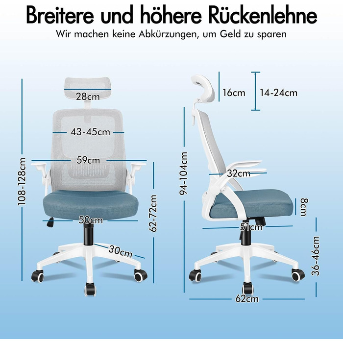 Офісний крісло ALFORDSON з динамічною підтримкою попереку, чорний (Arc - Синій та Сірий)