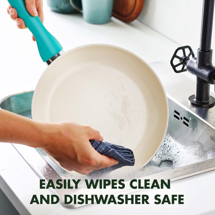 Набір сковорідок Greenpan Rio, керамічне покриття, антипригарні, 17.8, 24.1 та 27.9 см, без PFAS, придатні для миття в посудомийній машині, блакитні (17.8, 24.1, 27.9 см)