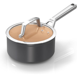 Набір посуду Ninja Extended Life з керамічним покриттям (5 предметів): сковороди 20 та 24 см, каструлі 16, 18 та 20 см з кришками, невелика каструля 16 см. Без PFOA, PFOS, свинцю та кадмію, безпечний для здоров'я, витримує температуру до 285°C.