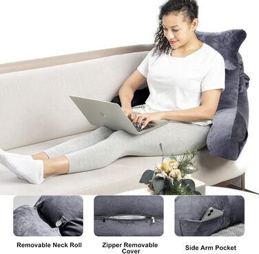 Підголівник для ліжка з кишенею, сірий - зручний диванчик для читання, перегляду телевізора та ігор