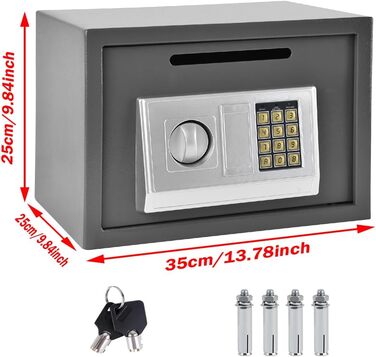 Сейф з ключем і цифровою клавіатурою, 4,6 л High Security Safe, водонепроникний, для дому/офісу/готелю