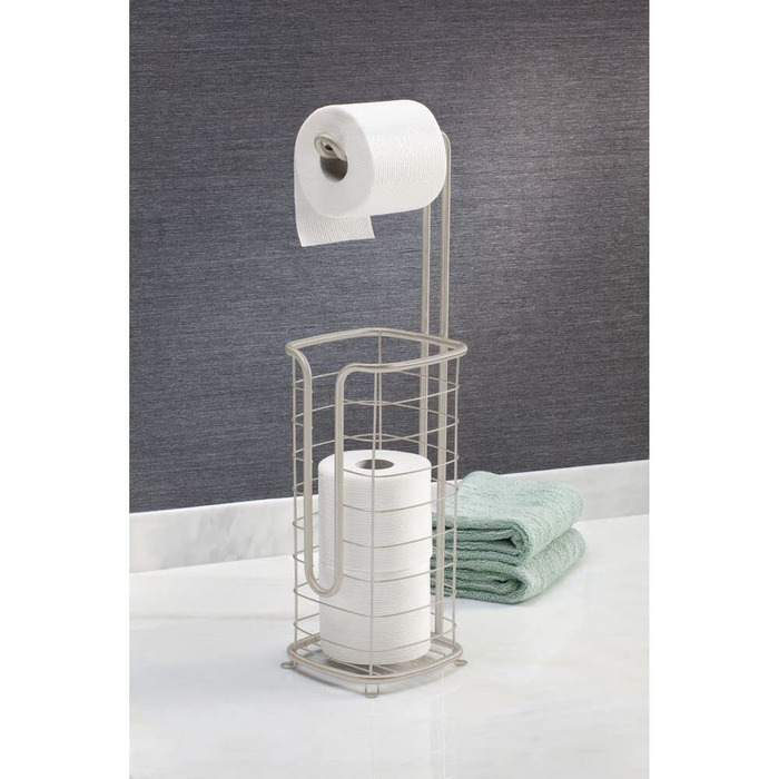Тримач для туалетного паперу mDesign без свердління-окремий тримач для рулону туалетного паперу для ванної кімнати-елегантний тримач для рулону паперу на 4 рулони-темно-сірий (атласний)