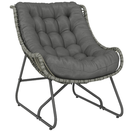 Плетений стілець з подушками та ременями, вуличний стілець з поліротангу з м'якою оббивкою, витримує до 120 кг