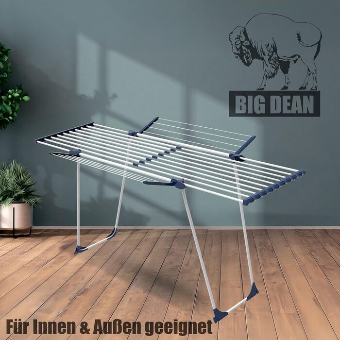 Розсувна сушарка для білизни BigDean Jumbo з потовщеними стійками, довжина просушування 28м (Біло-блакитна)