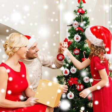 Різдвяні кульки Arbolisse, ялинкові прикраси 16PC, різдвяні прикраси, червоно-білий, шнурок