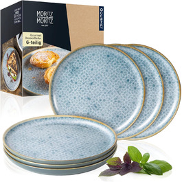 Набір посуду 18шт на 6 персон Набір тарілок яскраво-синього кольору з високоякісного порцелянового посуду 6 обідніх тарілок, десертних тарілок і мисок кожна (6 маленьких тарілок)