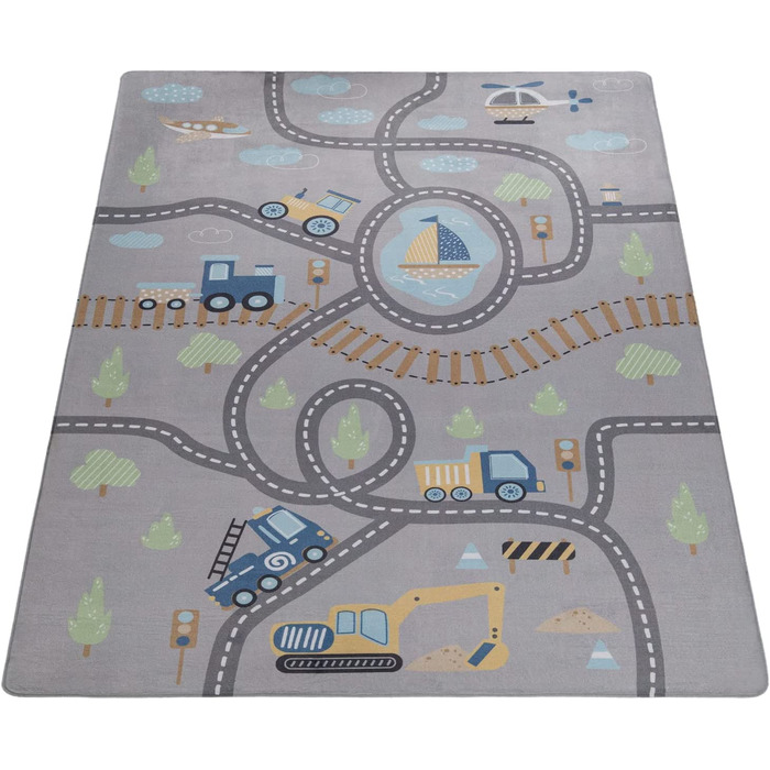 Килимок для домашніх ігор Paco, килимок для дитячої кімнати, вуличний килимок для хлопчиків і дівчаток, нековзний автомобільний килимок, сірий, зелений, синій, Розмір (155x230 см)