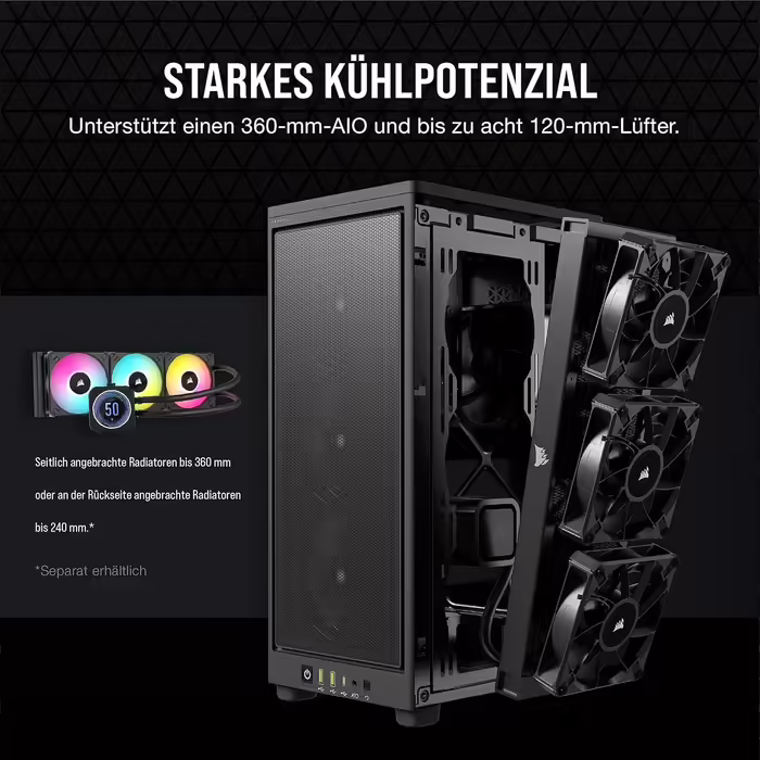 Корпус Corsair 2000D Airflow Mini ITX - Сітчаста сталь - 3 слоти для графічного процесора - Оптимізоване охолодження - Передній ввід/вивід - Чорний