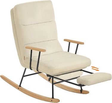 Крісло-гойдалка SONGMICS HOME з дерева каучука, флісова оббивка, регульована спинка, до 160 кг, для спальні/вітальні, камелеон-колір
