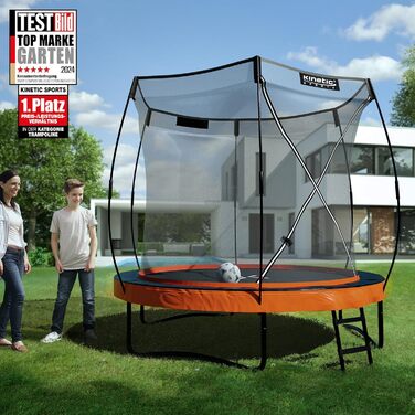 Батут KINETIC SPORTS 'Ultimate Pro' Ø 244 см для дітей: вуличний батут з драбиною, захисною сіткою, гарний помаранчевий колір, до 160 кг