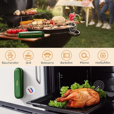 Бездротовий термометр для м'яса з Bluetooth, дальність 150м, IP67, з рецептами, для приготування, гриля та BBQ, INT-11XB