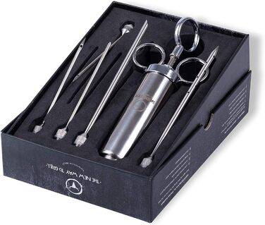 Спринцовка для м'яса MOESTA-BBQ 10396 - нержавіюча сталь, 5 насадок для маринування та приготування