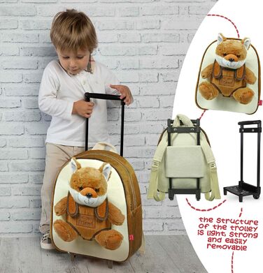 М'яка іграшка дитячий рюкзак для дітей - дитячий рюкзак зі знімними колесами та м'якою іграшкою - дитячий садок на колесах рюкзак для малюків 3 4 5 років - 28x32x11 см (лисиця)