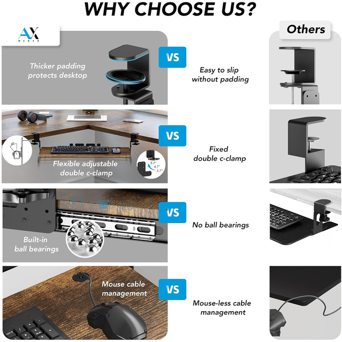 Висувна платформа для клавіатури під стіл з К-кріпленням, великого формату, стійка, для настільного комп'ютера, 838mm x 280 mm