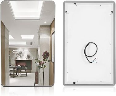 LED-дзеркало для ванної кімнати на стіну з сенсорним вимикачем, без ртуті, 4 мм, холодне біле світло (50 x 70 см)