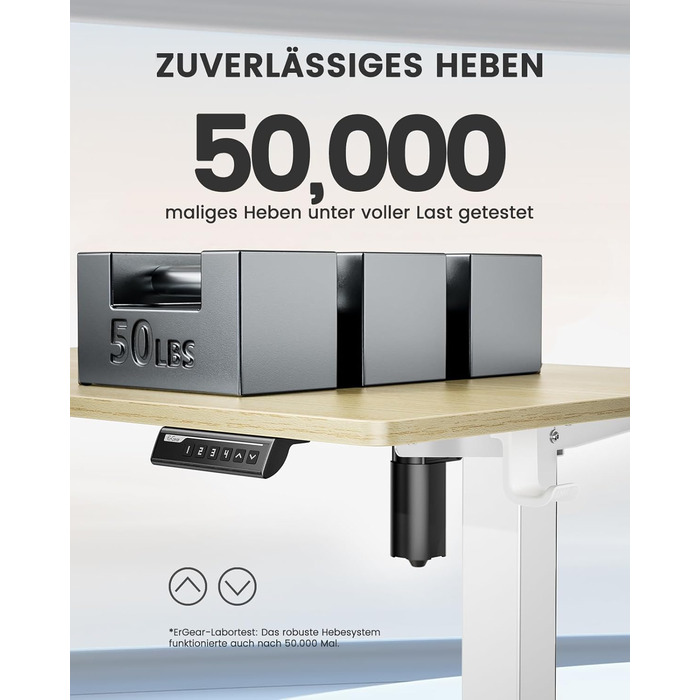 Електричний регульований стіл ErGear 120 x 60 см з пам'яттю, для дому та офісу, світле дерево