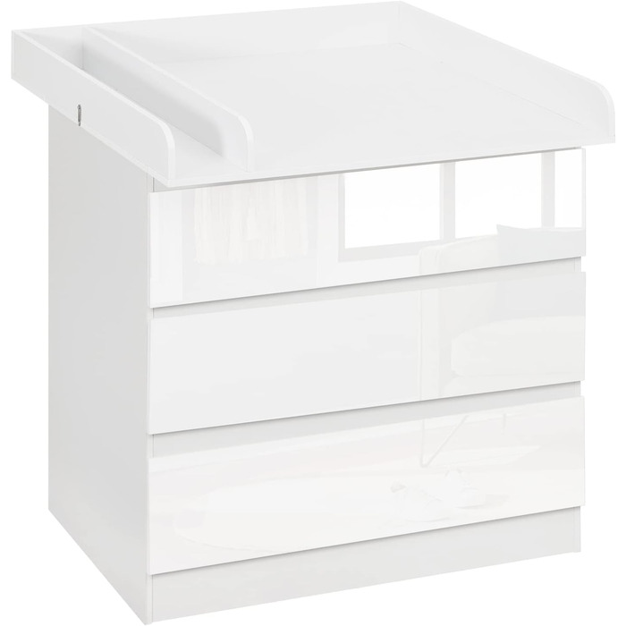 Комод-пеленальник WOLTU з пеленальним столиком, 3 висувні ящики, захист від перекидання, 86 см, білий