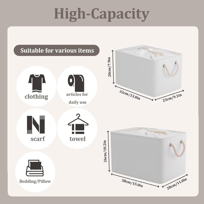 OUTBROS Коробки для зберігання (3 шт.) 33x23x20 см, тканинні, з шнурком та ручкою, складні