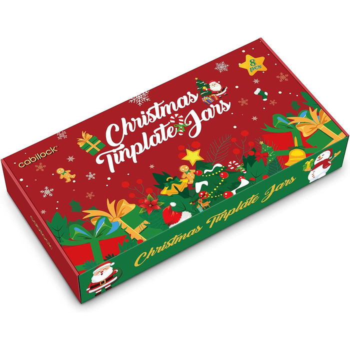 Різдвяна коробка для печива міні-бляшані коробки маленька коробка для зберігання Різдвяні коробки для печива-класичний мотив X-Mas, 8 шт.