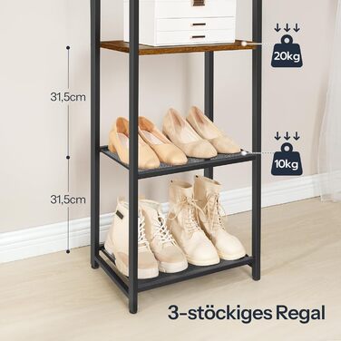 HOOBRO Взуттєва шафа з полицями для одягу та взуття, білий та дерев'яний колір, модель EWN04YM01