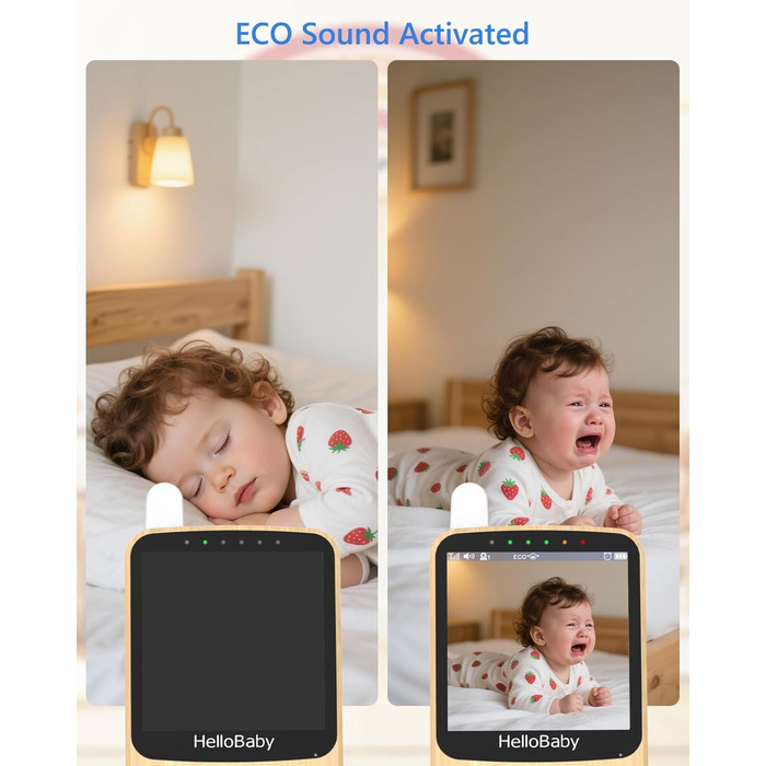 Радіоняня HelloBaby з камерою, 29 годин роботи, монітор для немовлят з поворотним механізмом, нічна зйомка, двосторонній зв'язок (HB6340)