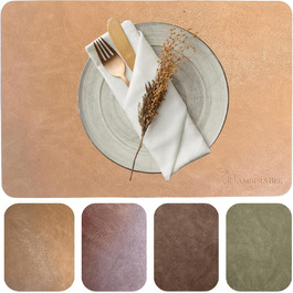 Набори серветок Amber&Bee з екошкіри (6 шт.) - коричневі, миючі