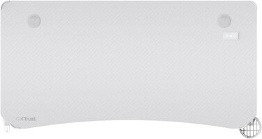 Ігровий стіл Trust Gaming GXT 709W Luminus RGB з підсвічуванням LED, 10 режимів, USB, білий, з тримачем для навушників та напоїв, 120 x 60 см