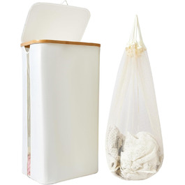 Кошик для білизни з кришкою, 100 л, з прозорим вікном, знімні мішки, для ванної, спальні, дому, іграшок, пральні (бежевий)